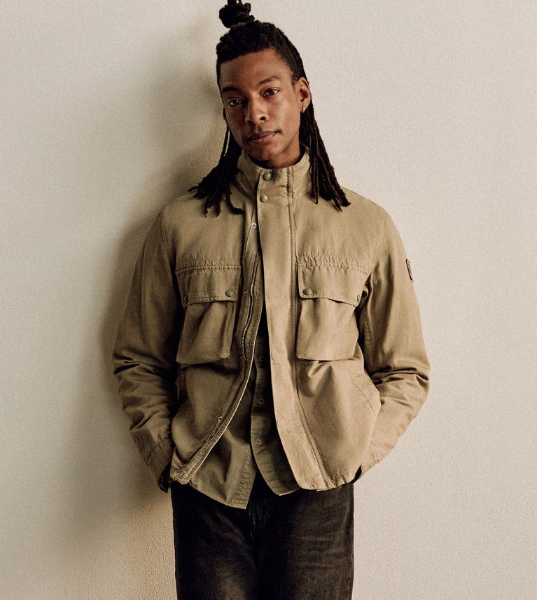 Hayfield Jacket in Dark Sand.