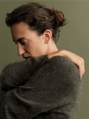 Atol Full Zip Cardigan in Graphite.