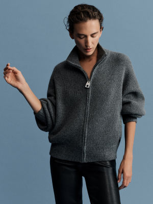 Atol Full Zip Cardigan in Graphite.