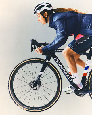 Female Model wearing the Belstaff Concept Jacket in Ocean Blue.