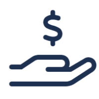 Icon of a hand holding the dollar sign.