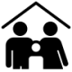 Icon einer Familie unter einem Dach