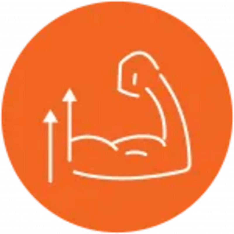 Arm flexing with arrows pointing up icon