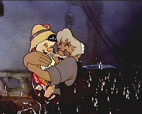 Geppetto Embracing Pinocchio