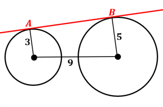 共通外接線の接点間の距離の例題