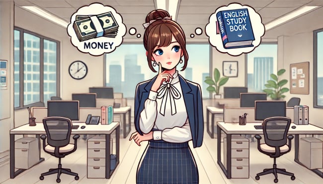 オンライン英会話を料金か教材かで悩んでいるOL