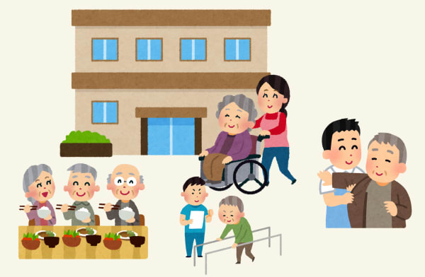 介護施設で暮らす高齢者