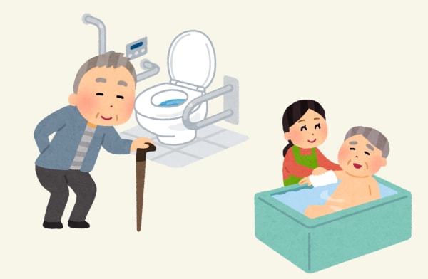 お風呂に入る高齢者