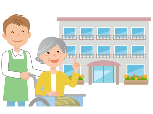 利用者を押す介護士