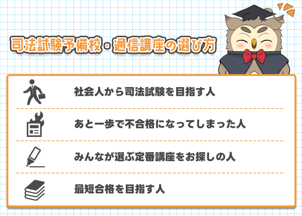 司法試験と予備試験対策の予備校・通信講座の選び方