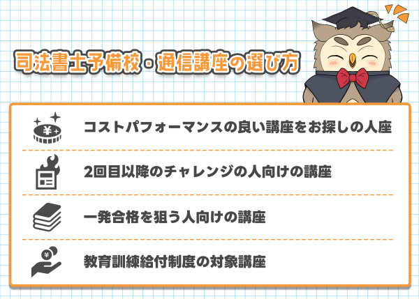 司法書士の予備校や通信講座の選び方