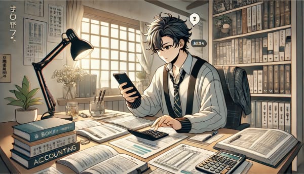 アプリで簿記の勉強をする人