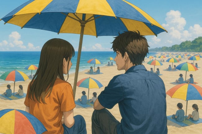 夏のビーチのイラスト