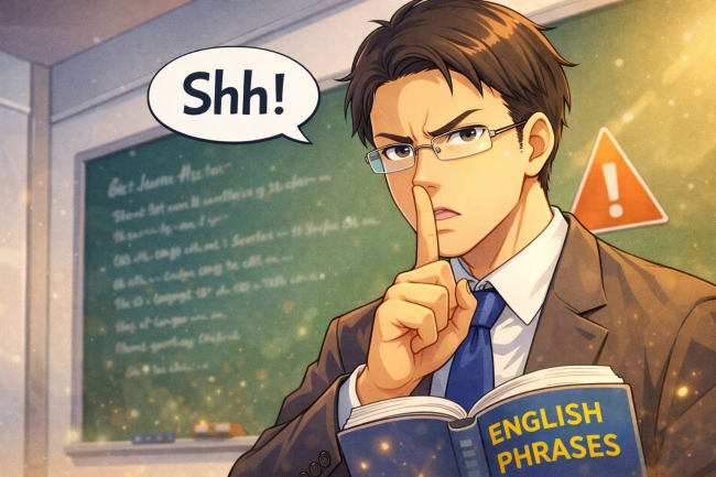 フレーズを話さないようにジェスチャーする先生