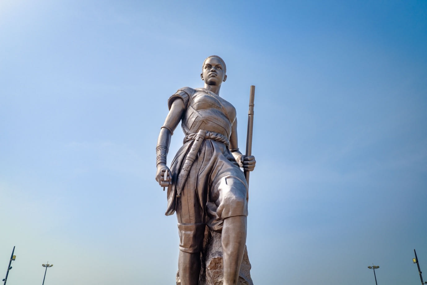 Monumental Amazon statue on the esplanade in Cotonou