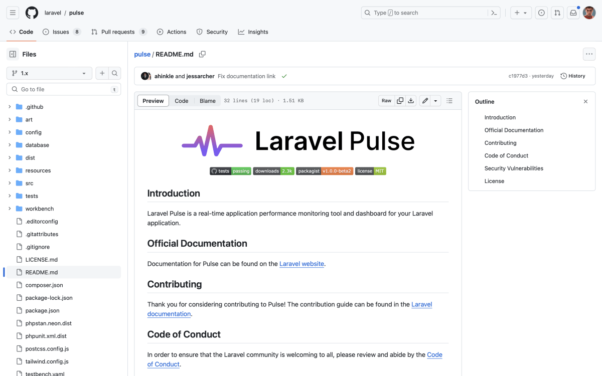 Laravel Pulse’s GitHub repository.