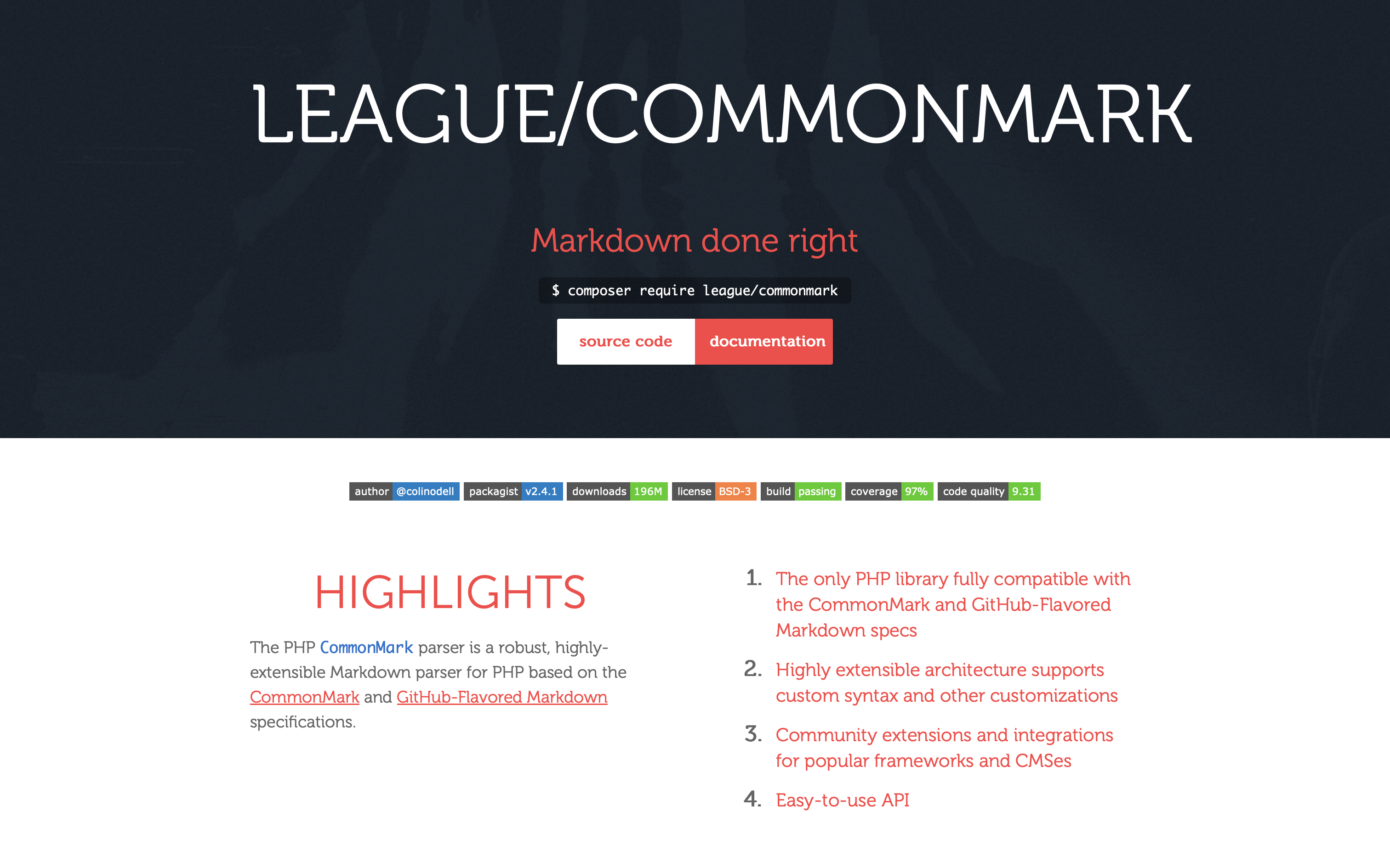 league/commonmark’s official website