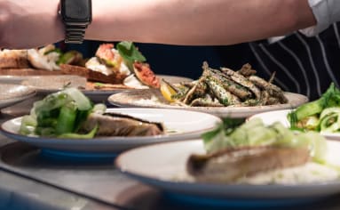 A chef preparing food