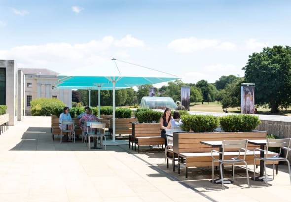 People sitting outside the Café