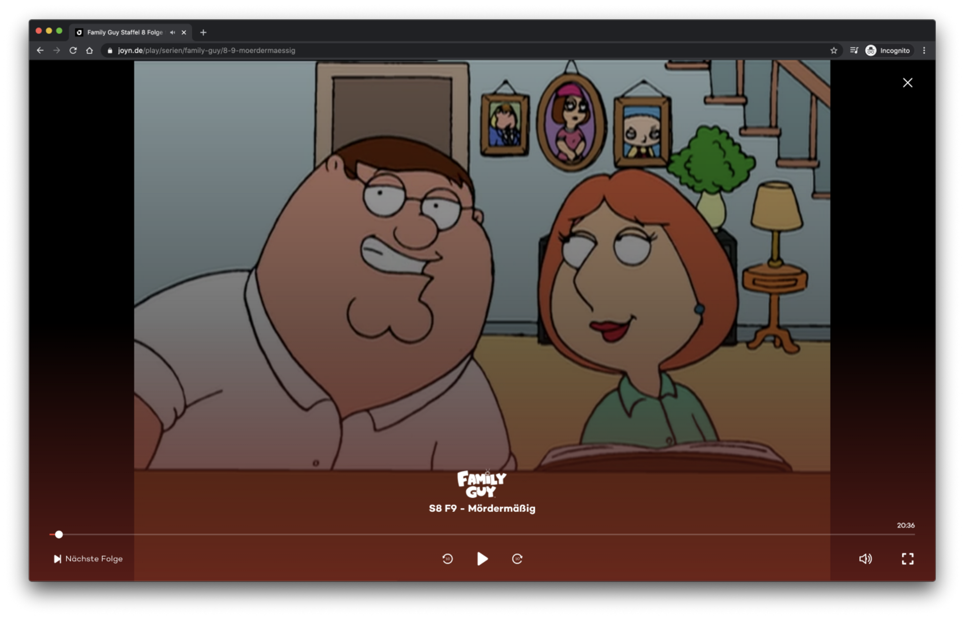 Joyn player page for TV series