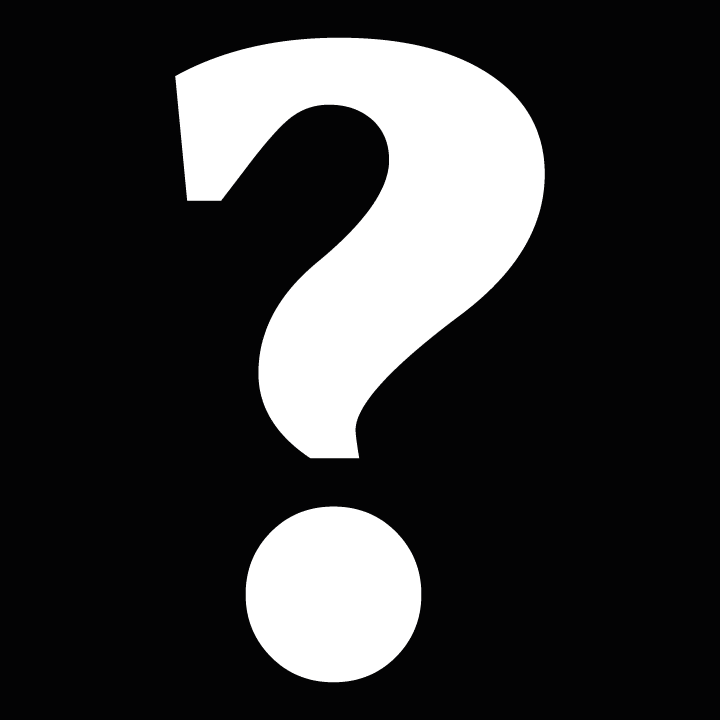 pure white question mark on pure black background