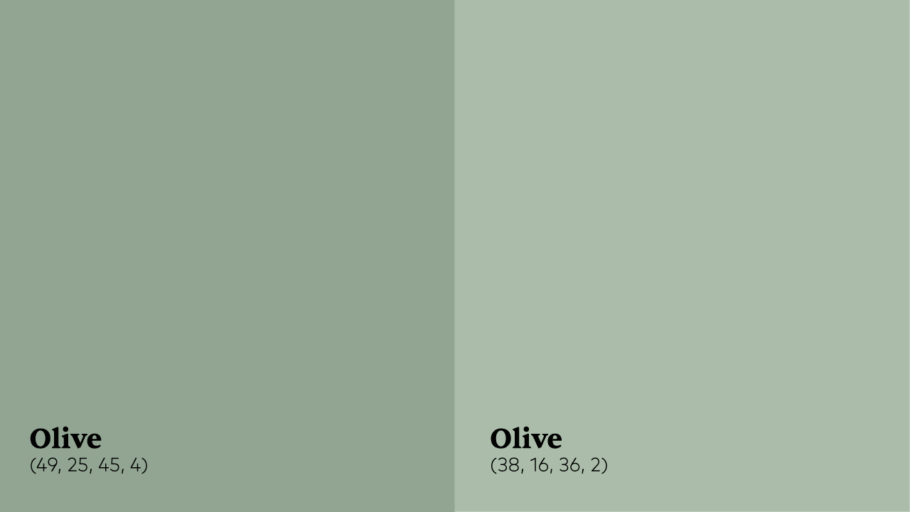 the left side of the image shows a slightly darker olive green with a higher ink content than the right side