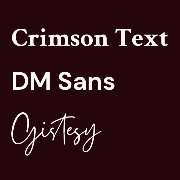 nom des polices utilisées dans le projet : crimson text, dm sans et gystesy