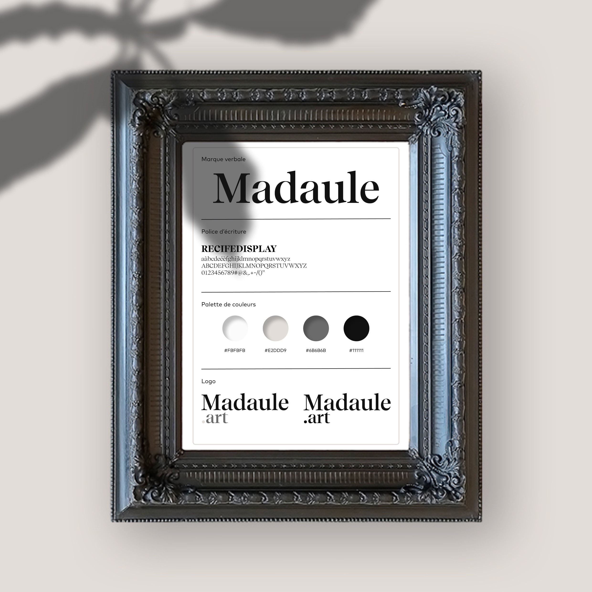 Photo frame with the visual identity of Madaule.art