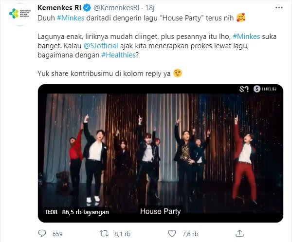 Kemenkes dan Kemkominfo Ajak Masyarakat Tonton MV House Party Super Junior