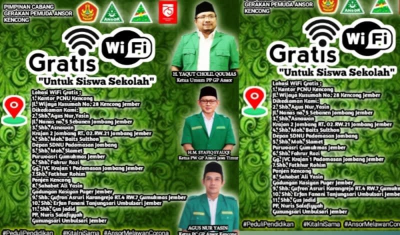 NU Jatim | Jawab Keluhan Orang Tua, Ansor Kencong Jember Sediakan Wifi Gratis