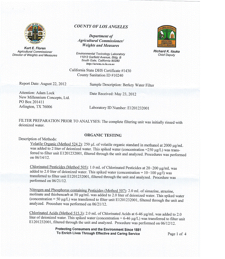 Toxicolgy Lab Results - Pesticides etc. Page 1