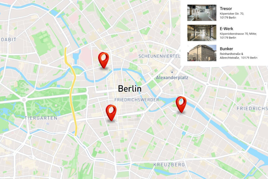 Map der Clubs in Berlin