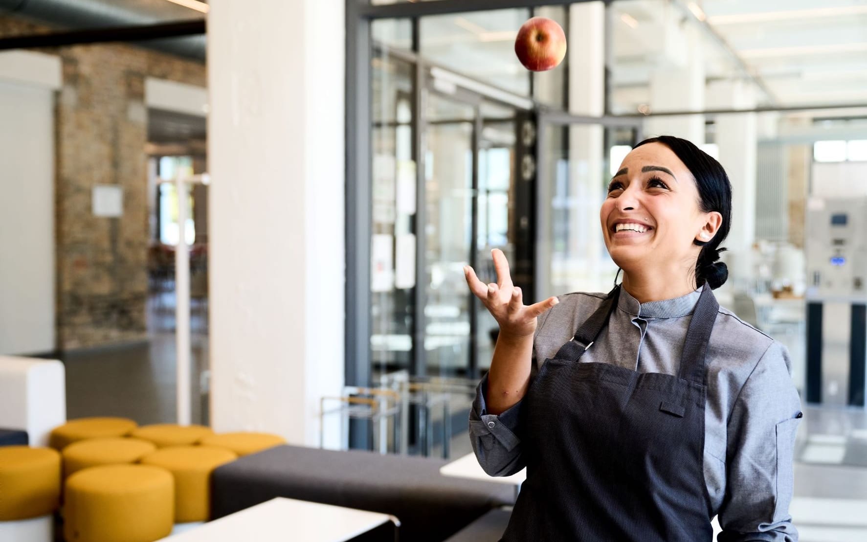 Küche Lufthansa Frau Apfel Spaß