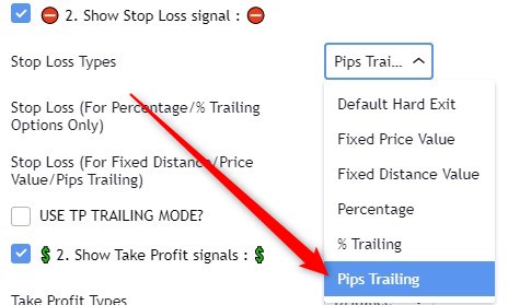 Trailing pips using the Trade Manager