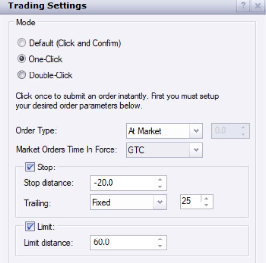 Bracket orders on FXCM