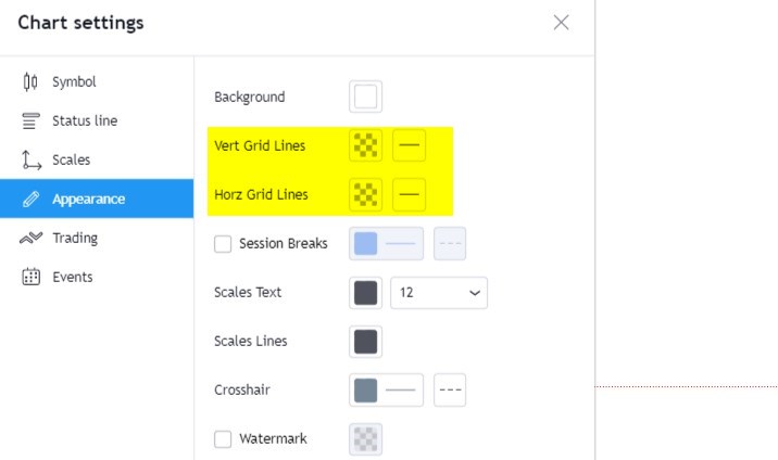 Remove the grid lines on TradingVie