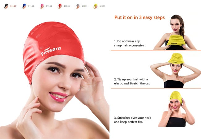 Swimming Cap for Long Hair, Firesara Silicone Swim Cap for Dreadlocks or Short Hair for Adult Men Women Girls Kids Child Keeps Hair Clean Ear Dry with Nose Clip and Ear Plugs best swim cap - swimming hat - bathing caps for sale - girls swim caps - pink swim cap - swim caps big 5 - hat with short hair - swim hats