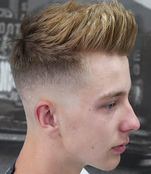 Quiff + Mid Bald Fade