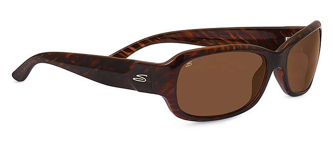 Shiny Dark Brown Striped tortoise/ Polarized Drivers (7912)