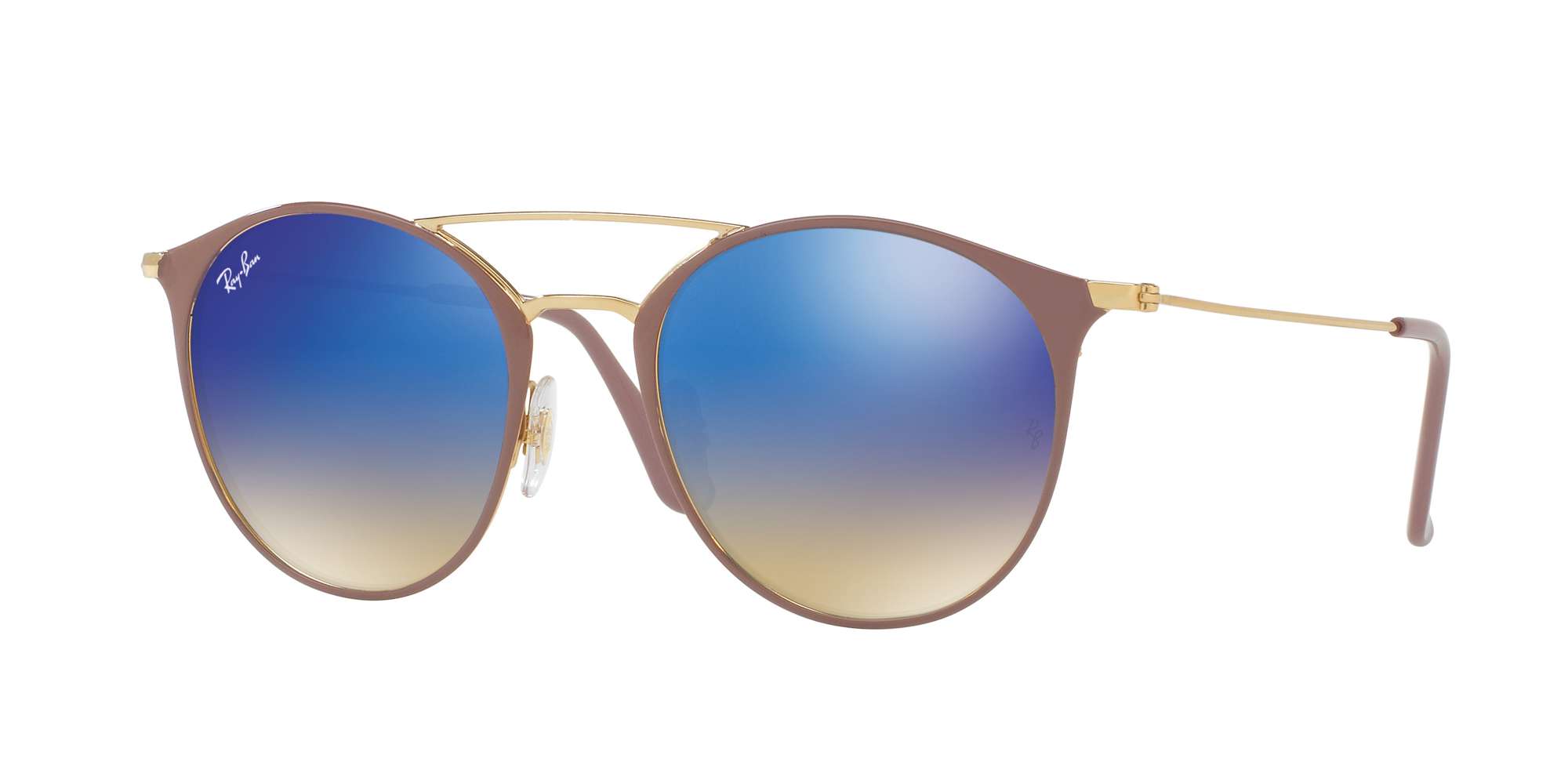 GOLD TOP BEIGE / BLUE FLASH GRADIENT lenses