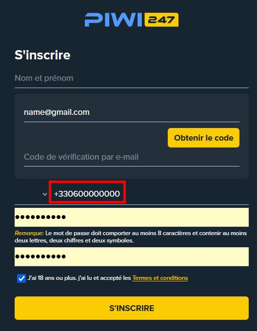 Inscription Piwi247
