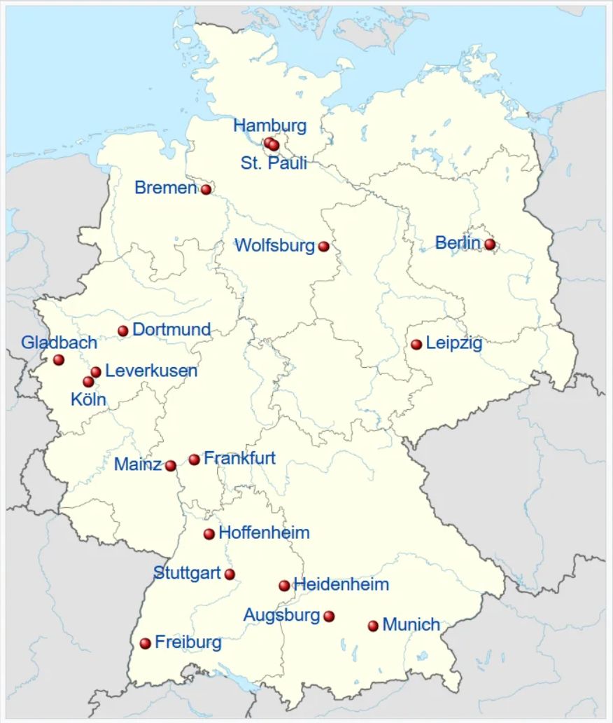 Bundesliga Map 2025/26