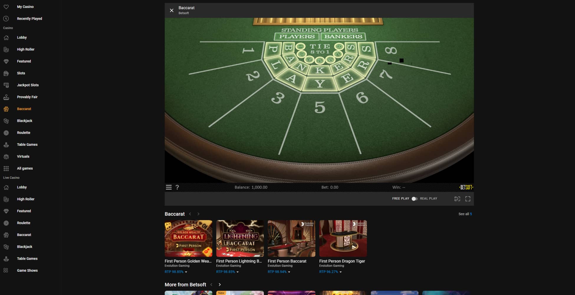 Play Online Baccarat in Canada