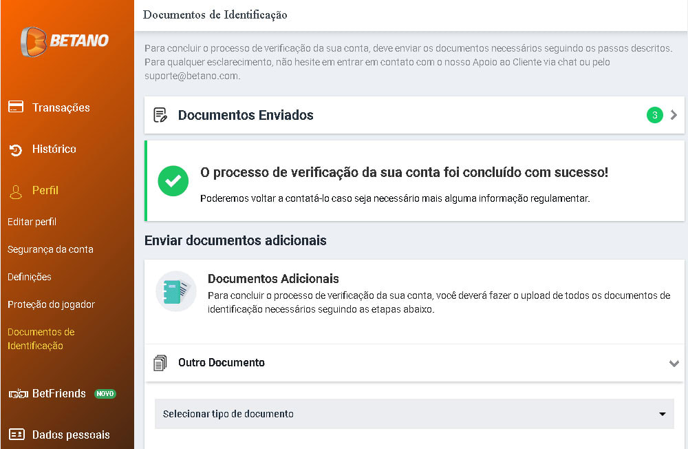 Como validar conta na Betano
