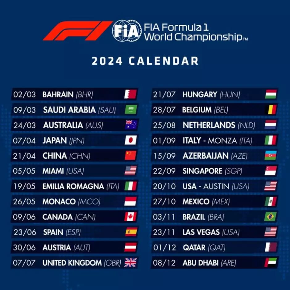 calendario f1 2024