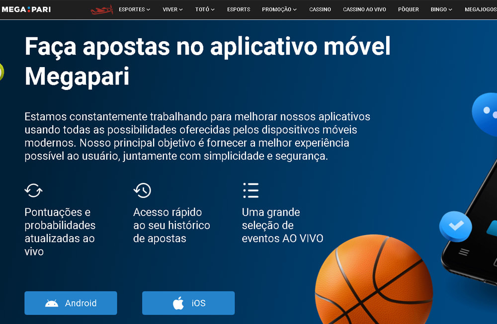 app megapari para ios e android