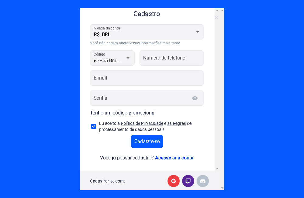 como fazer o cadastro na cyberbet