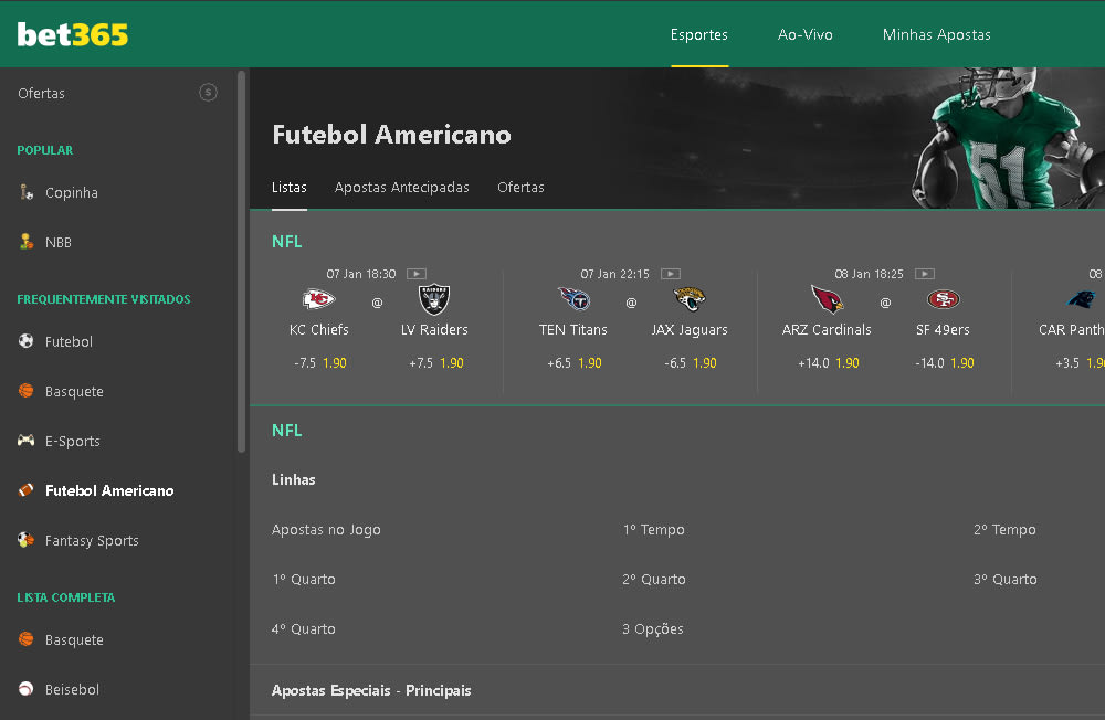 como fazer apostas na NFL