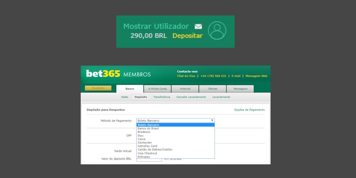 depositar na bet365