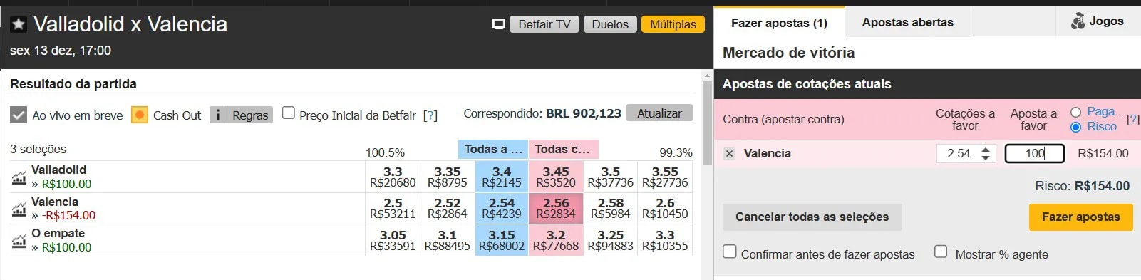 calculo lay betfair exchange